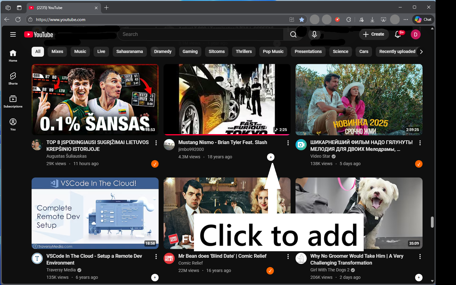 YouTube Collections Manager view